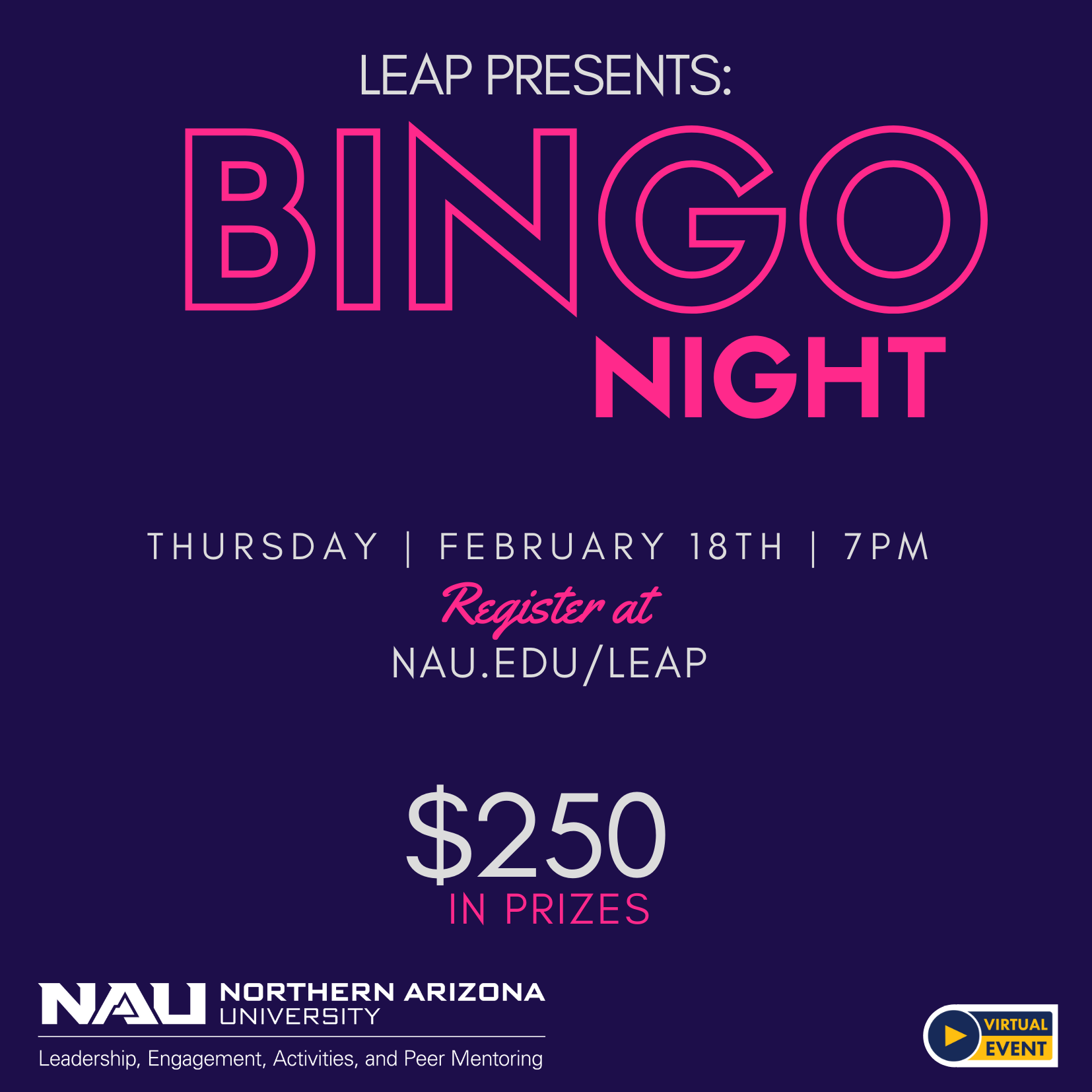 NAU Events - LEAP presents: Virtual Bingo Night