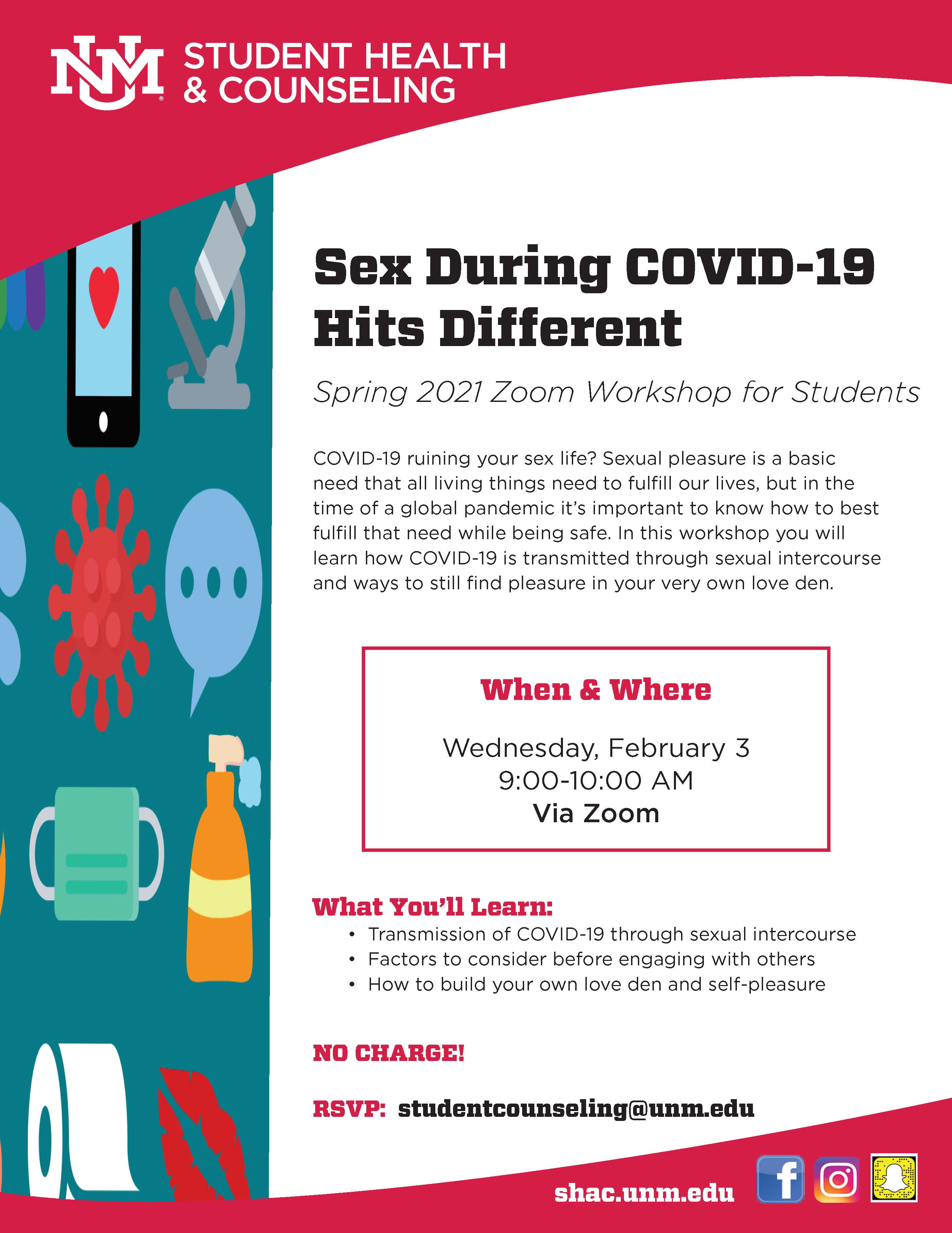 UNM Events Calendar - Sex During COVID-19 Hits Different Zoom Workshop for  UNM Students