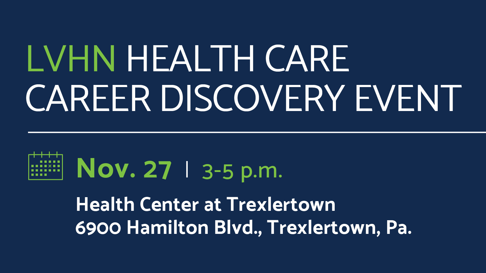Community Calendar Health Care Career Discovery Event