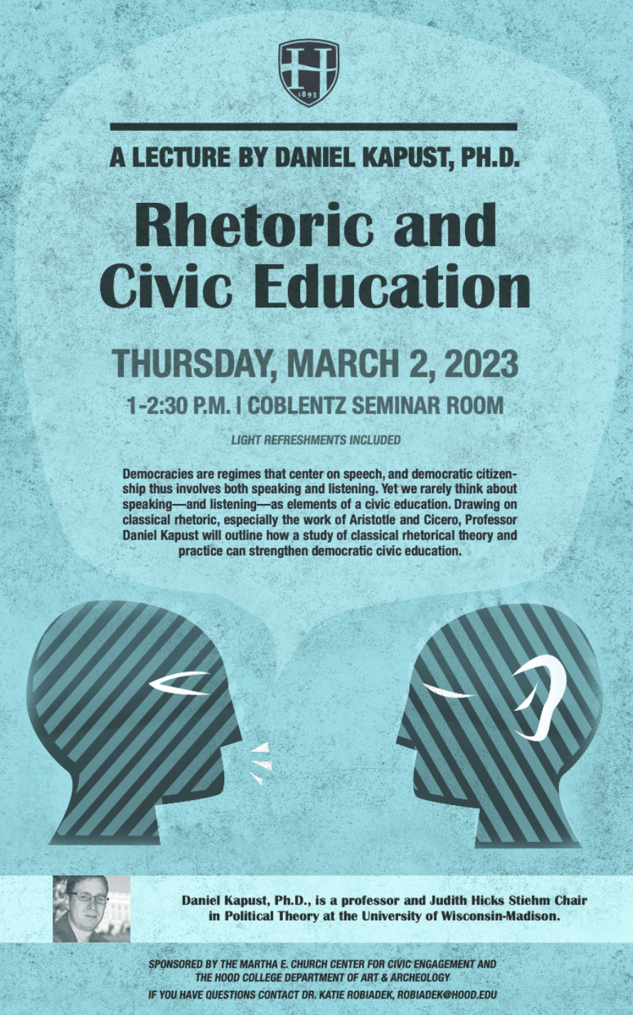 Hood College Calendar - Rhetoric and Civic Education, lecture with  Professor Daniel Kapust
