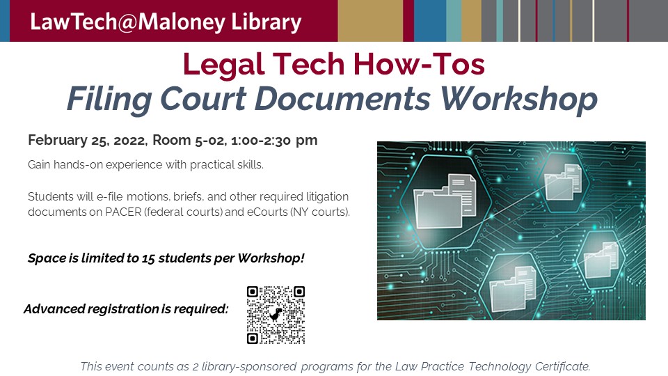 Fordham Academic Calendar Spring 2022 Fordham University School Of Law - Legal Tech How-To's: Filing Court  Documents Workshop