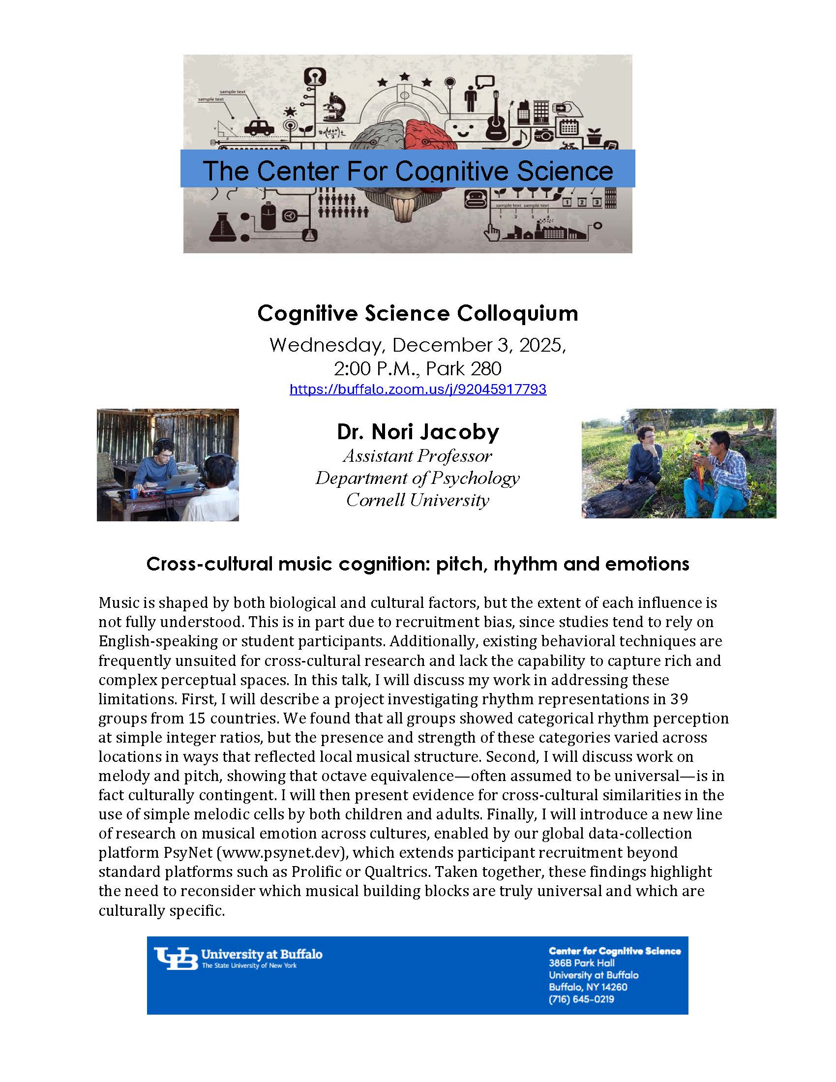 UB Events Calendar - Center for Cognitive Science Fall 2025 Colloquium ...