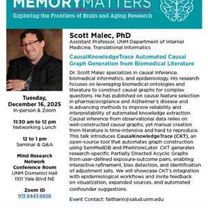 Image for: NM ADRC Memory Matters Seminar (Scott Malec)