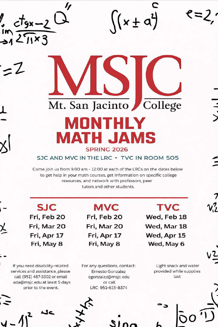 Monthly Math Jams flyer