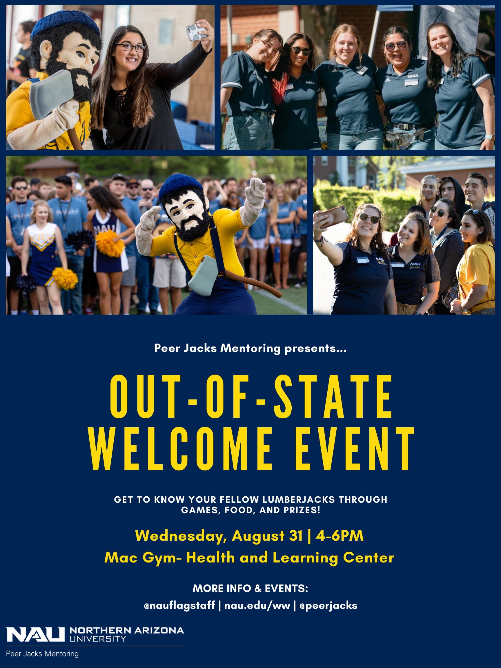 Out-of-State Welcome Event - Join us on Wednesday, August 31st from 4pm-6pm at the HLC-Mac Gym
