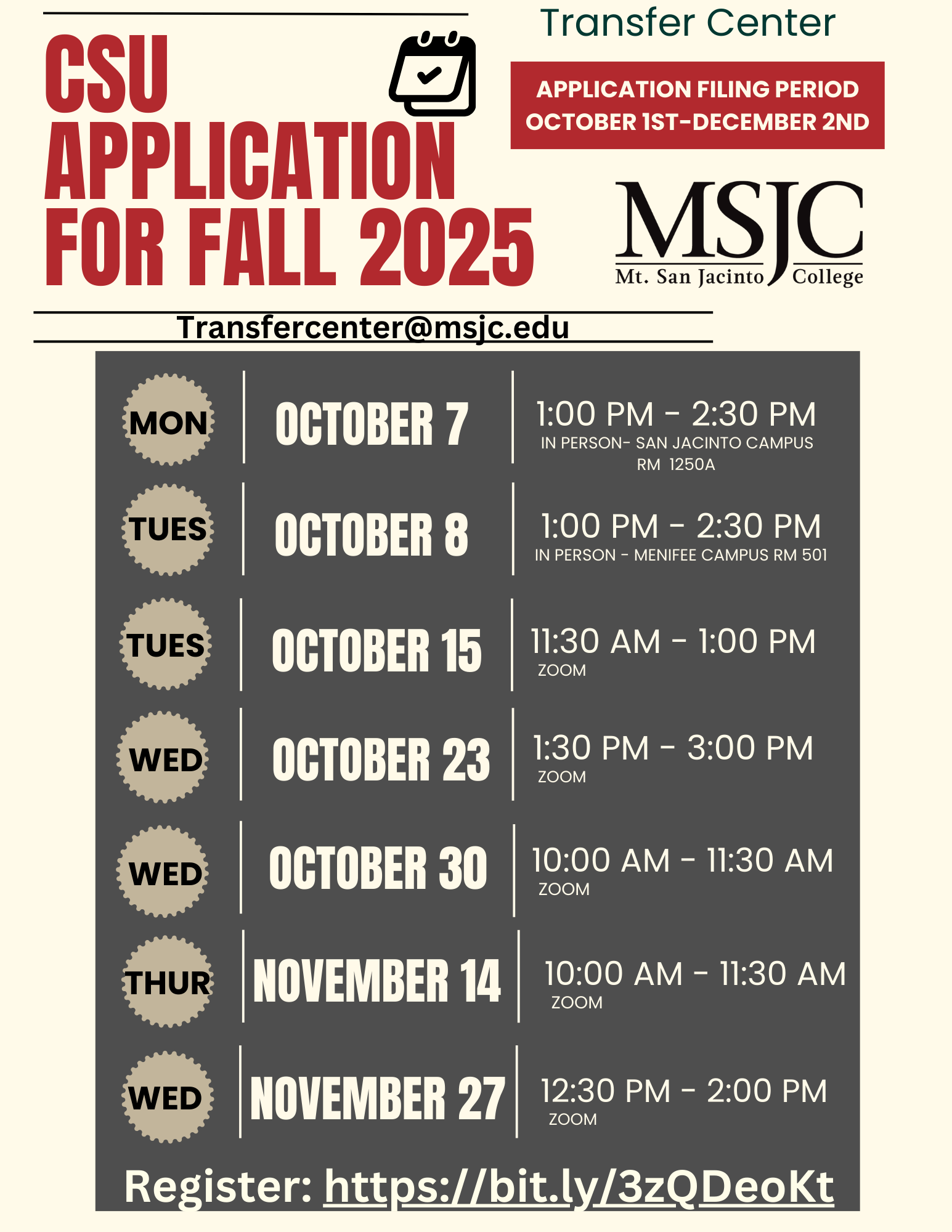 MSJC Events - California State University (CSU) Application for 