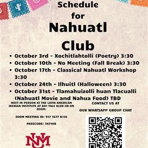 Image for: October Schedule for Nahuatl Club