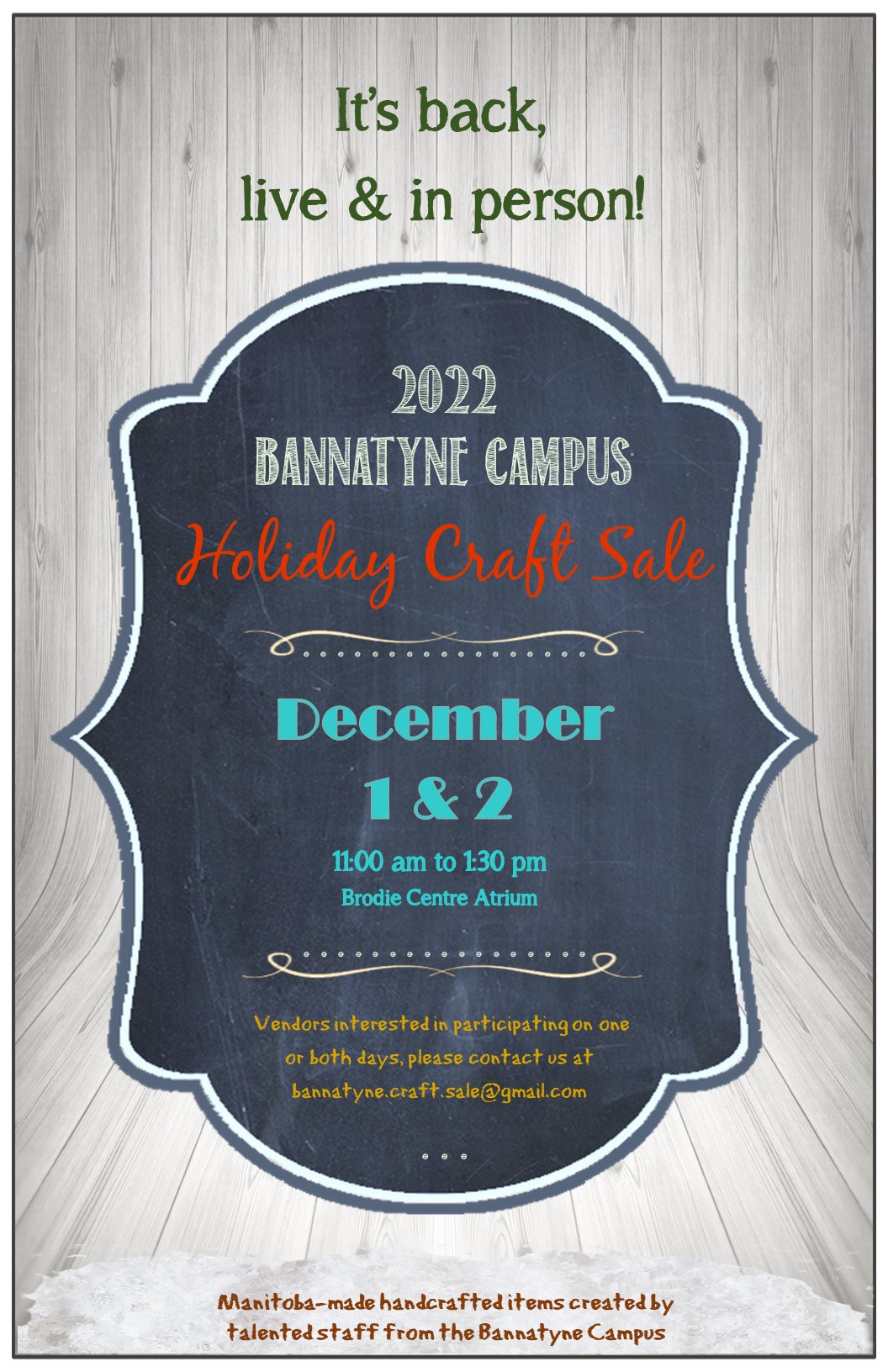 Health Sciences Bannatyne Campus Holiday Craft Sale