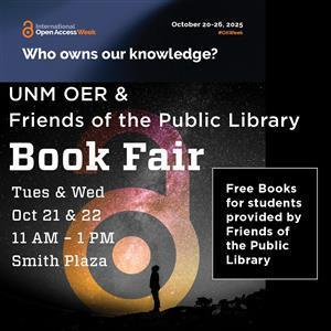 Image for: Book Fair sponsored by UNM OER and Friends of the Public Library
