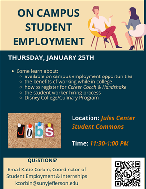 SUNY Jefferson Calendar - On Campus Student Employment Fair