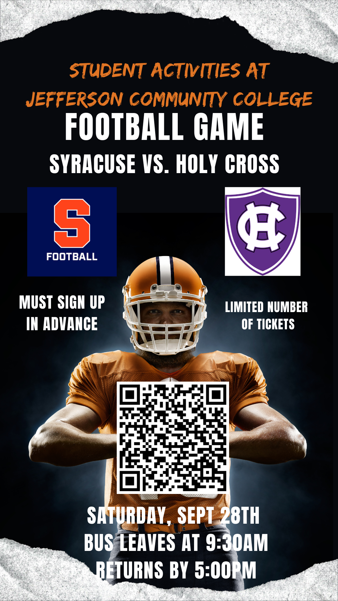 SUNY Jefferson Calendar Syracuse University Football Game vs. Holy Cross