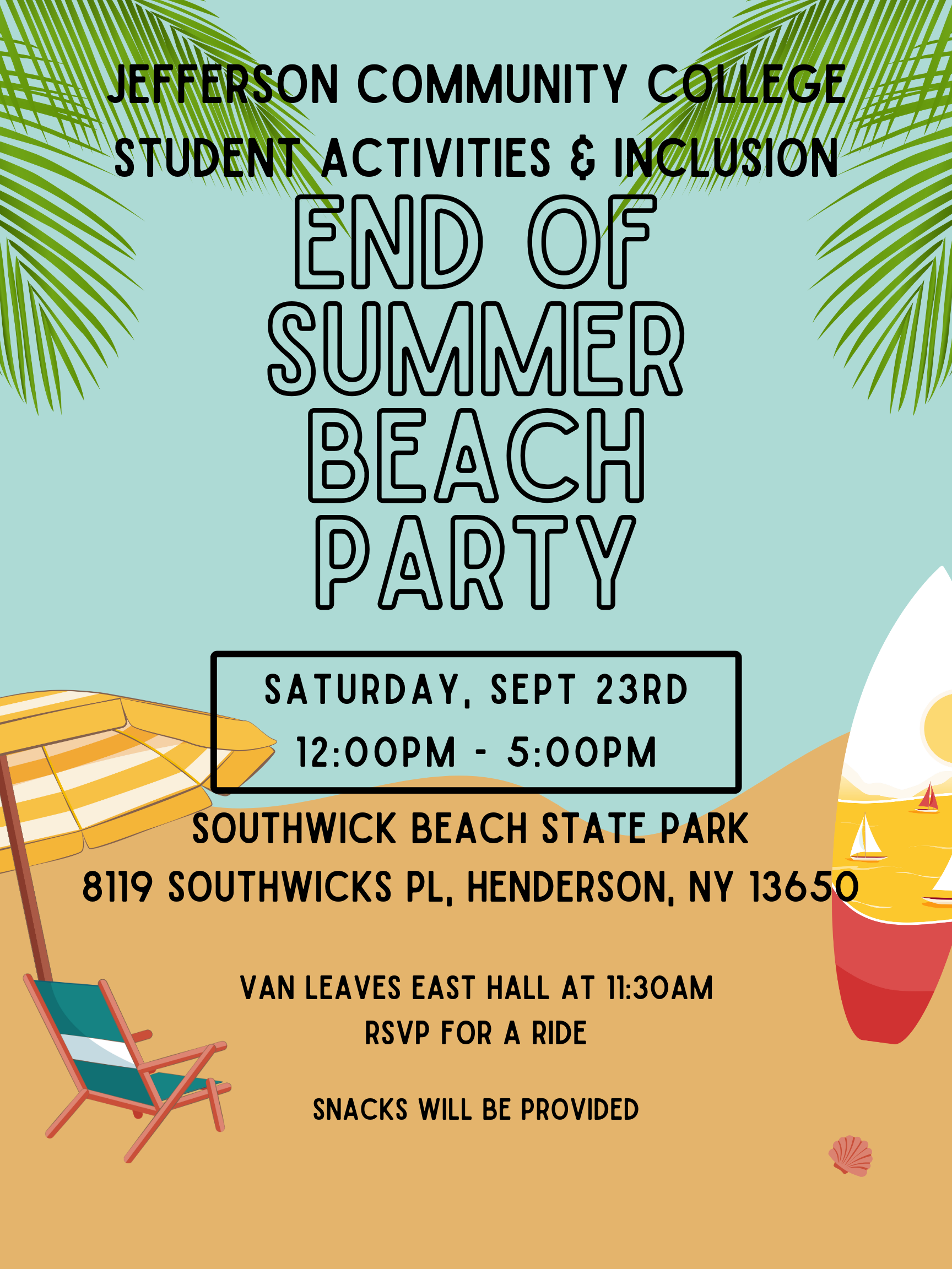 SUNY Jefferson Calendar - End of Summer Beach Party