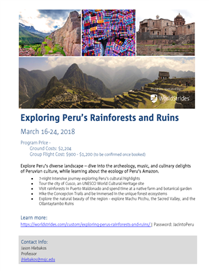 MSJC Events - Info Session | Exploring Peru's Rainforests and Ruins