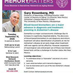 Image for: NM ADRC Memory Matters Seminar: From Neurons to Narratives: Research on Aging Brains