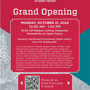 Image for: Grand Opening - UNM Transfer & Transition Center