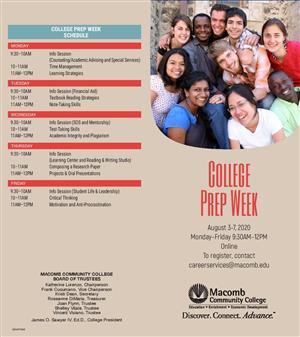 Macomb Community College Summer 2020 Online College Prep Week
