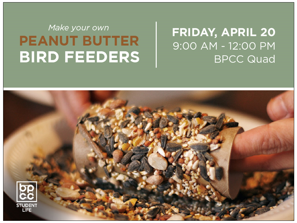 Bpcc Events Calendar Spring Fling Peanut Butter Bird Feeders
