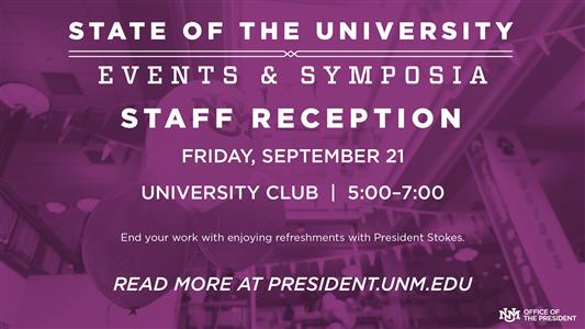 UNM Events Calendar State of the University: Staff Reception
