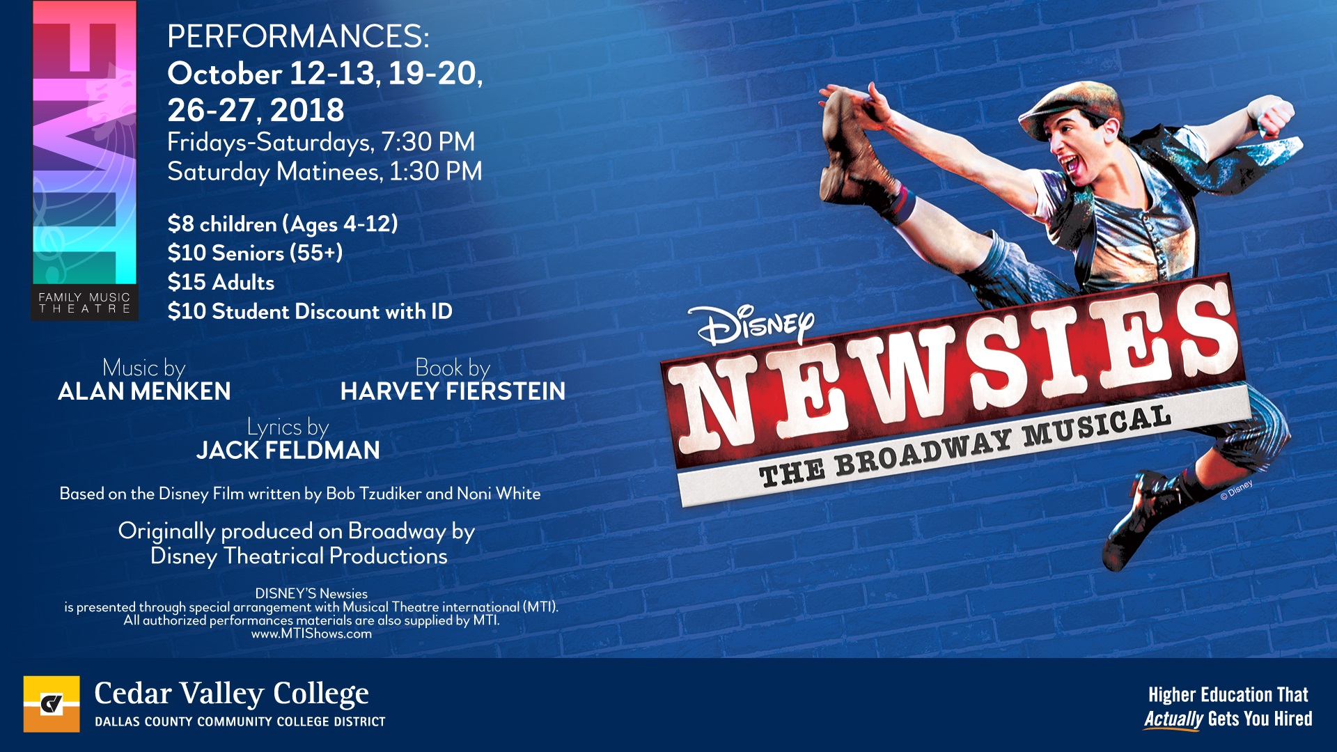 Cedar Valley Campus Fmt Fall Production Newsies Broadway Musical