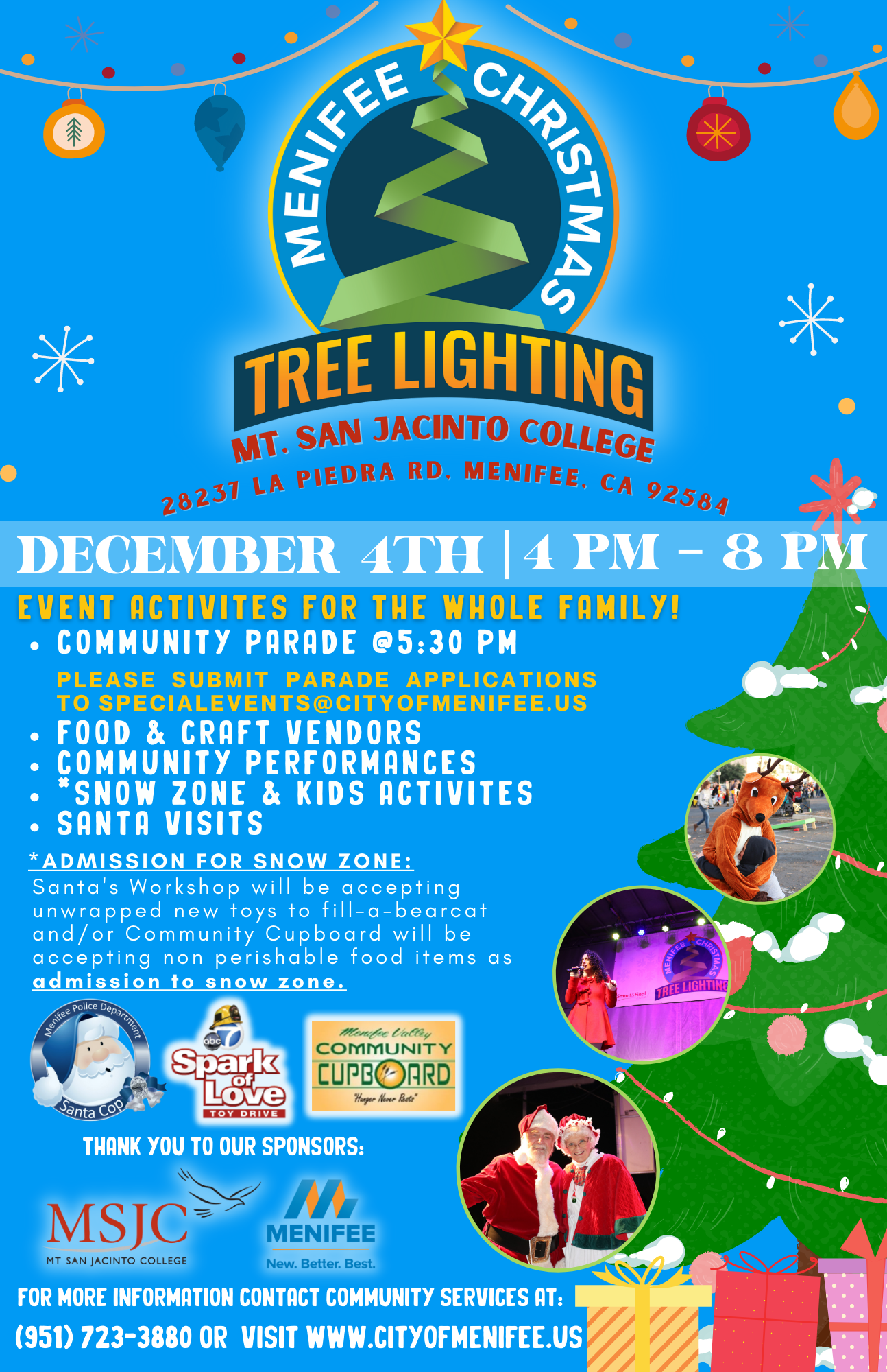 Christmas Lights Menifee Ca 2022 Msjc Events - Annual City Of Menifee Christmas Tree Lighting Ceremony