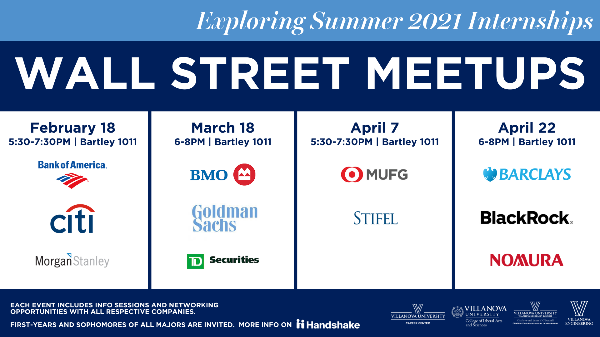 Villanova University Calendar Wall Street Meetup March 18