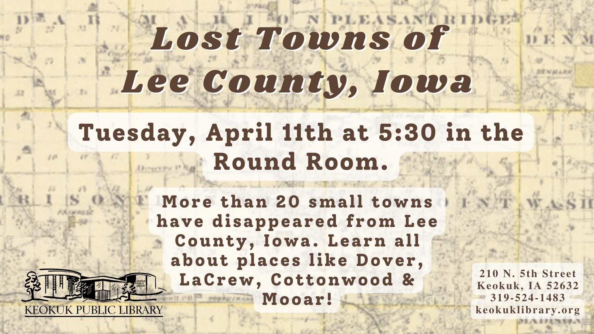 Keokuk Events - Lost Towns of Lee County, Iowa