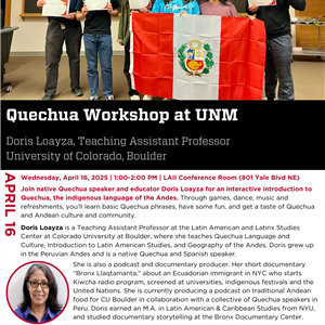 Image for: Quechua Workshop at UNM