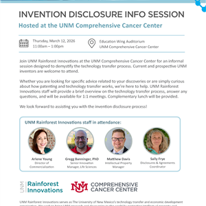 Image for: Invention Disclosure Info Session, Hosted by UNM Rainforest Innovations   