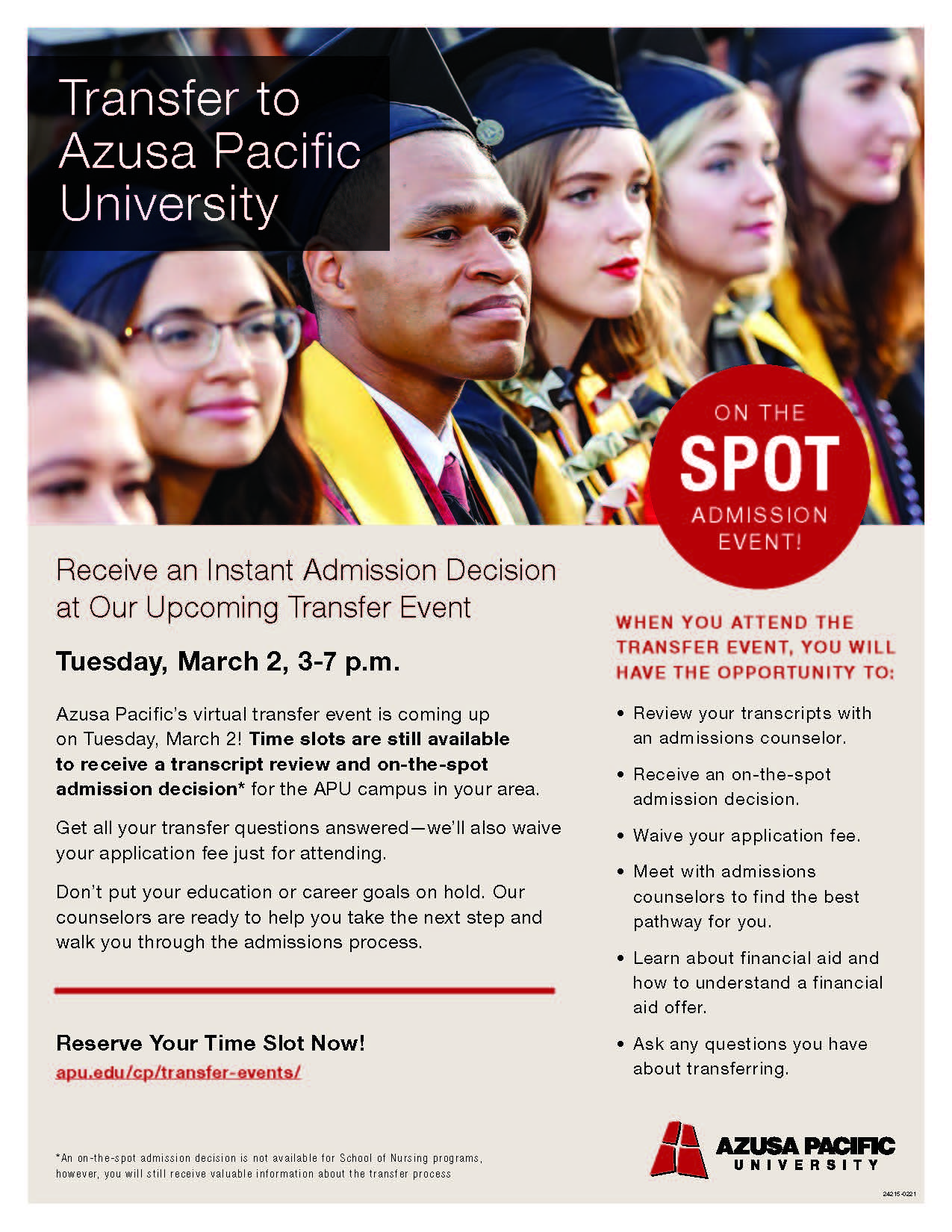 MSJC Events - MSJC Transfer Center | Azusa Pacific University On-the-Spot  Admissions Event