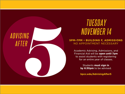 BPCC Events Calendar - Advising After 5