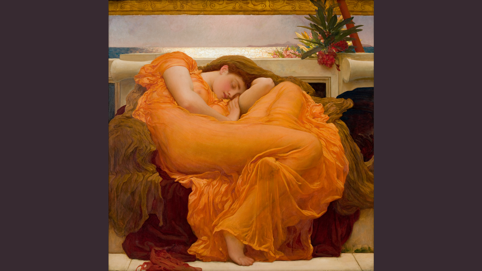 painting sleeping woman in orange dress A colossal artistic joke  Flaming June at the Royal Academy review | Art
