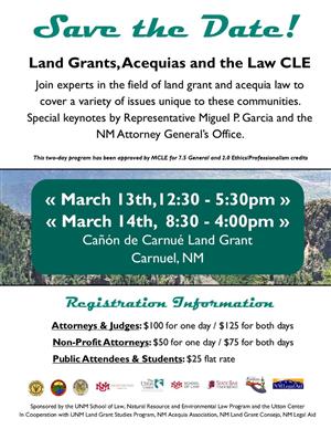 UNM Events Calendar Cancelled Land Grants Acequias and the Law CLE