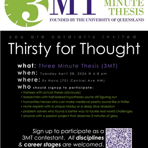Image for: Thirsty for Thought: Three Minute Thesis (3MT)