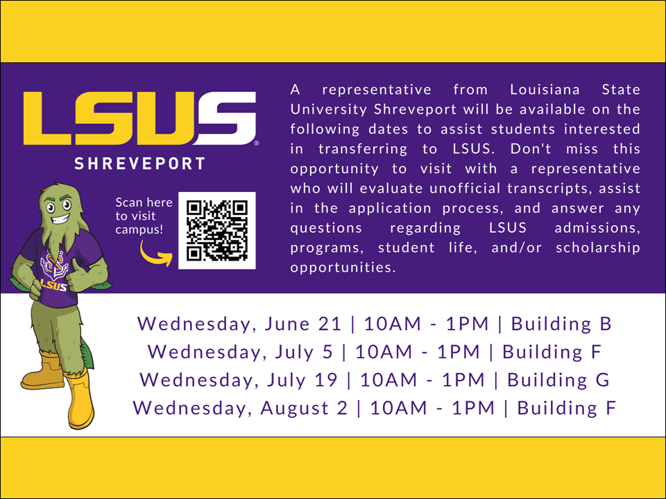 BPCC Events Calendar - LSUS Transfer Visit