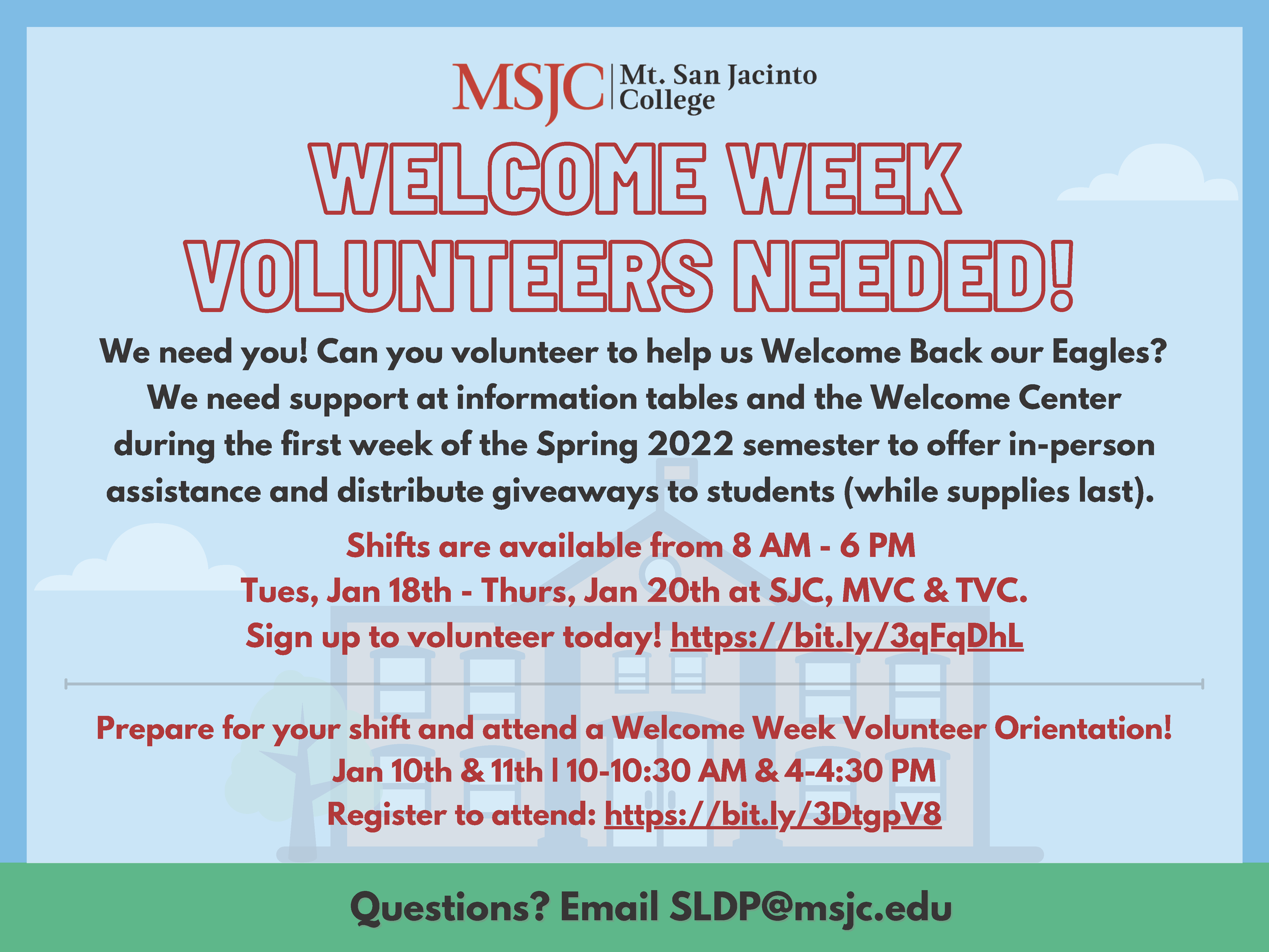 Msjc Events - Cancelled - Welcome Week Orientation