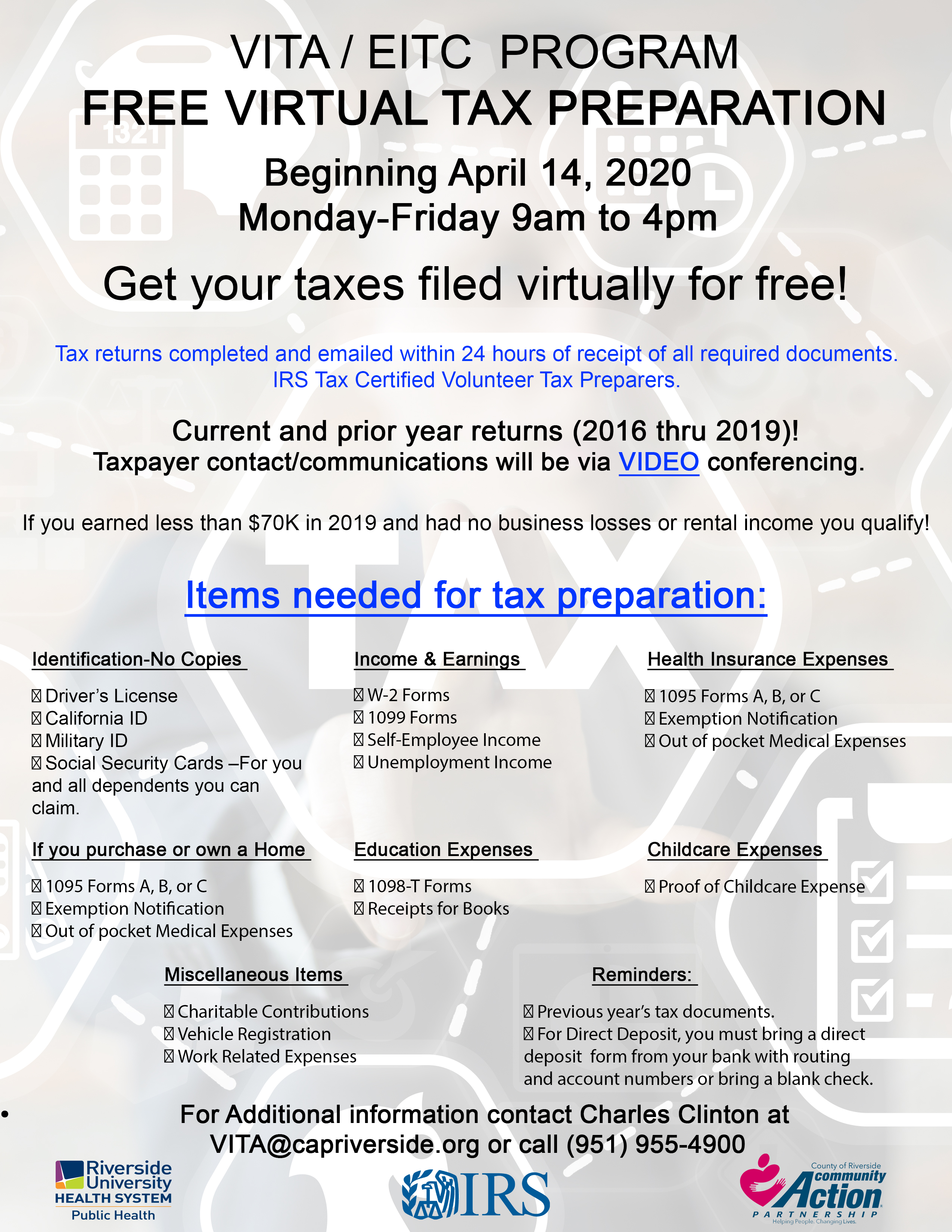 MSJC Events - Free Virtual Tax Preparation
