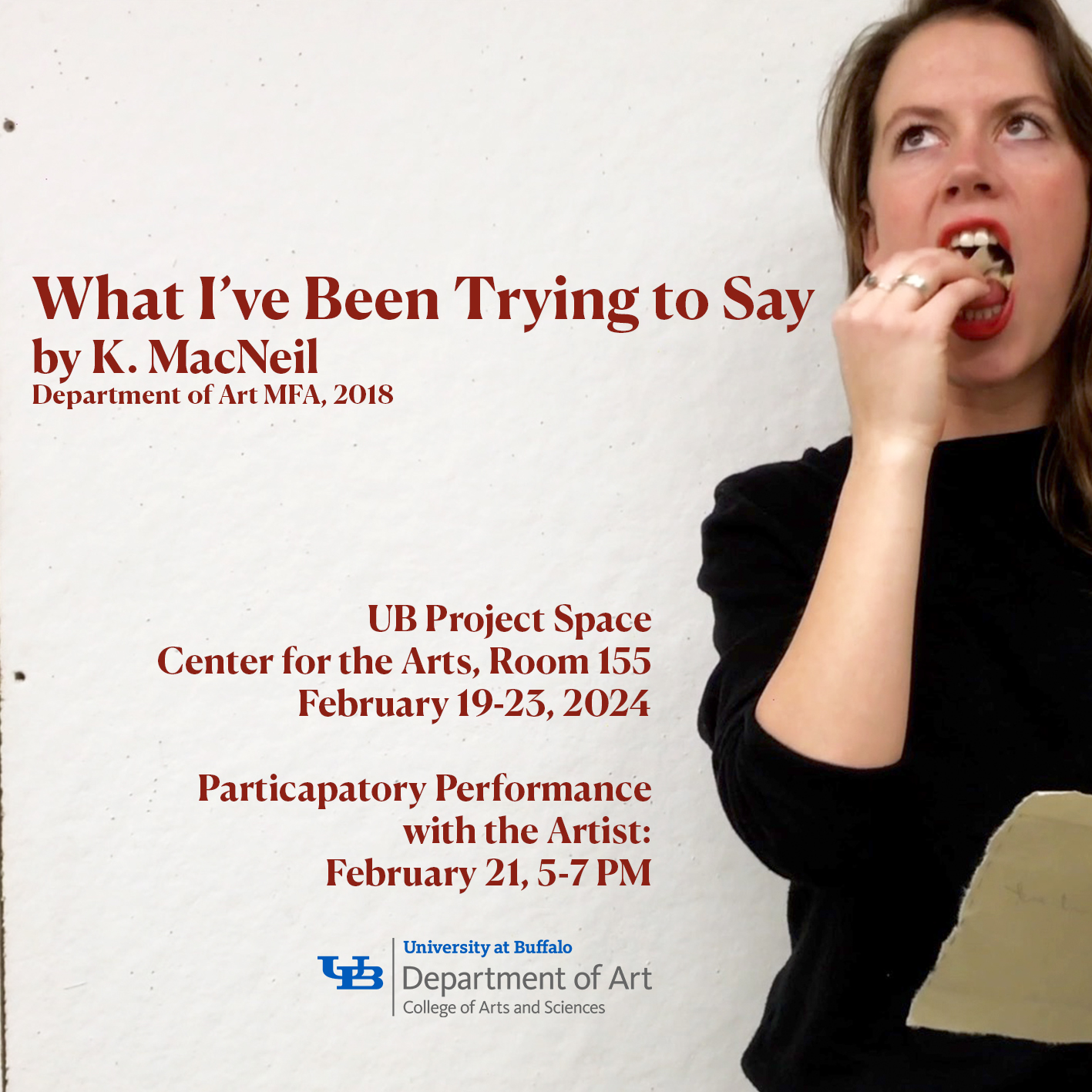 UB Events Calendar - Art Reception for "What I've Been Trying to Say"