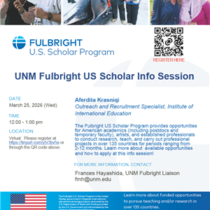 Image for: UNM Fulbright US Scholar Info Session